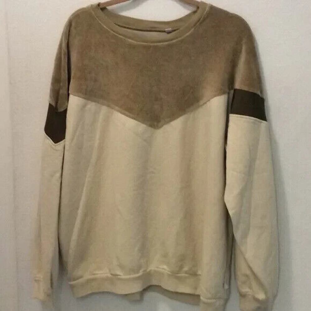 STANDARD/CLOTH MEN’S COLORBLOCK TOP/SHIRT Sz. XL. color shades of Tan